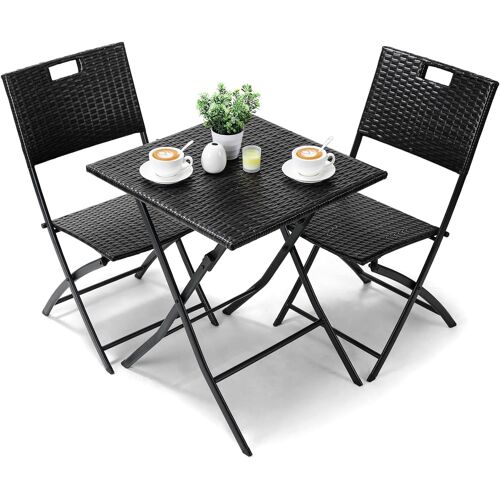 Ensemble De Meubles De Balcon 3 Pièces,Ensemble De Balcon,Meubles De Jardin,2 Chaises Et 1 Table Pliable