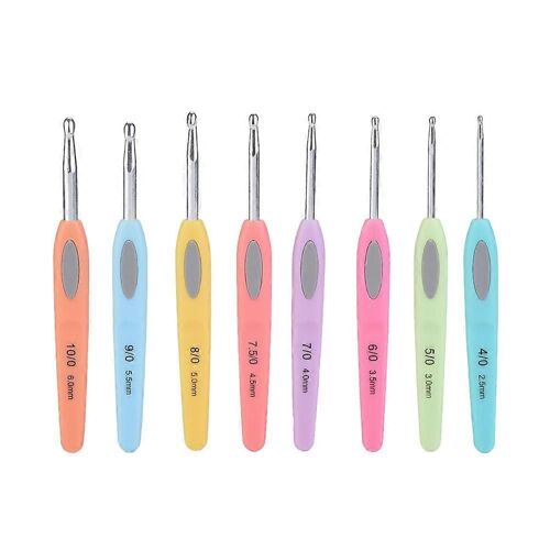 Nouveaux Points De Couture En Aluminium Crochet Crochet Pointus Avec Poignée En Plastique Souple Coloré