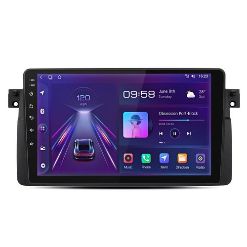 Junsun Autoradio pour BMW E46 1998-2006 Android12 9 Iinch Touchscreen Car Radio GPS Navi Bluetooth WiFi DAB 1GB+32GB