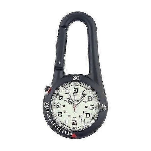 Numérique Mousqueton Clip Montre Sports Crochet Horloge Hôpital Cadeau Électronique Lumineux Multifonctionnel Mode En Plein Air (Noir)-Yvan