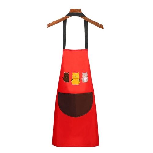 Tablier De Cuisine Rouge Sans Manches, Imperméable Et Résistant À L'huile, Avec Essuie-Mains