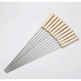 Stainless Steel Barbecue Skewers with Wood Handle Marshmallow Roasting Sticks Meat Hot Dog Fork