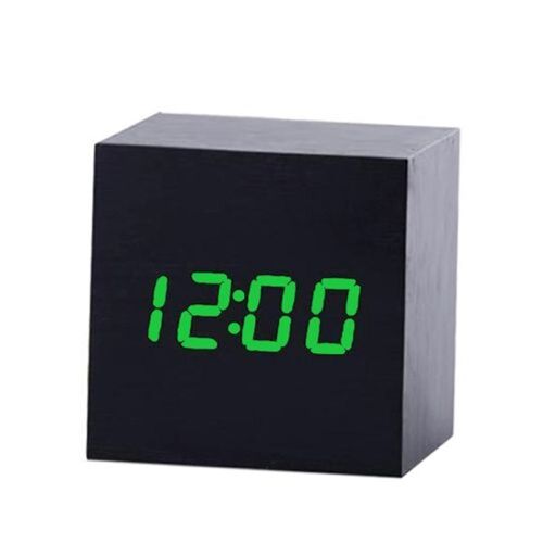 Horloge En Bois Multicolore À Contrôle Sonore, Réveil Numérique Moderne Led Pour Bureau, Thermo