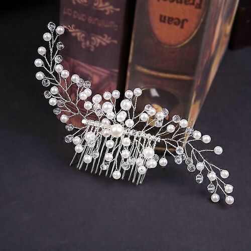 Bridal Hair Comb Headwear Crystal Flower Imitation Pearl Handmade Hair Plug Wedding Banquet Accessories
