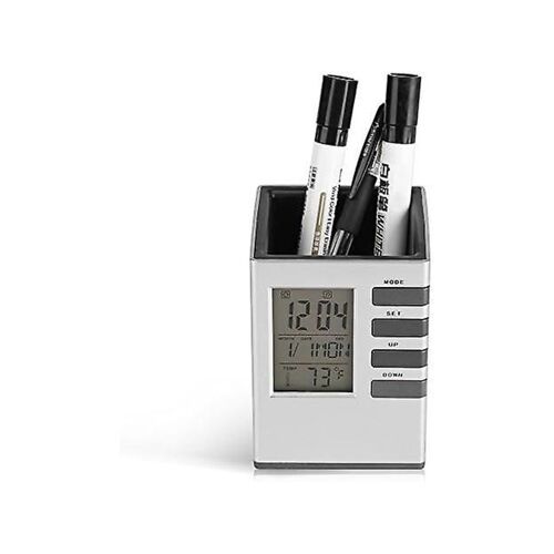 Horloge Numérique Led Multifonctionnelle : Porte-Stylo, Réveil, Affichage De La Température.