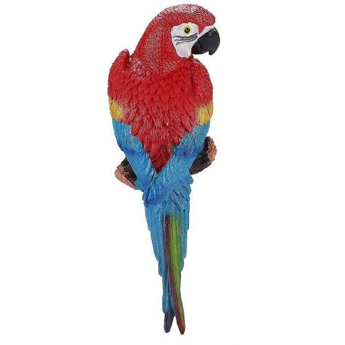 résine réaliste oiseau ornement figurine perroquet modèle jouet jardin sculpture décor mural (rouge gauche)