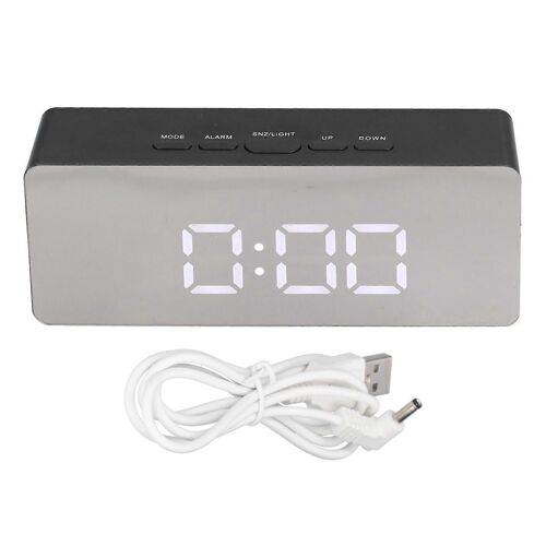Horloge numérique rectangulaire de réveil de miroir de LED avec affichage de la température pour chambre à coucher salon bureau voyage