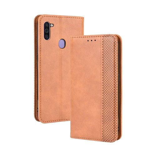 Étui Pour Samsung Galaxy M11 Cuir Pu Portefeuille Fermeture Magnétique - Le Brun