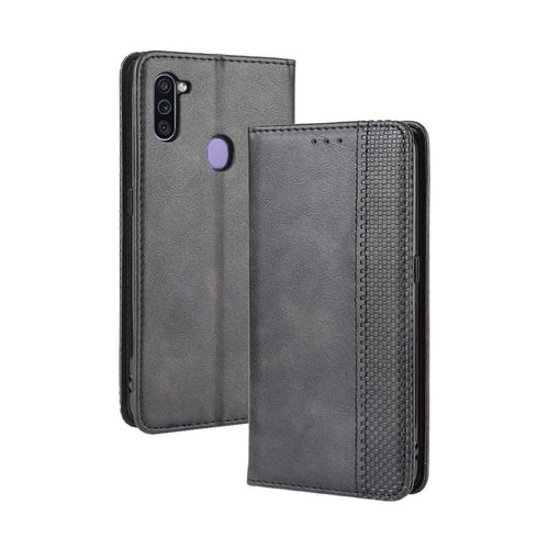 Étui Pour Samsung Galaxy M11 Cuir Pu Fermeture Magnétique Portefeuille - Noir