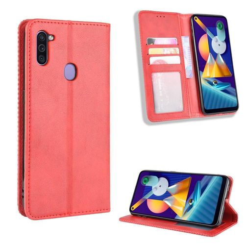 Étui Pour Samsung Galaxy M11 Cuir Pu Portefeuille Fermeture Magnétique - Rouge