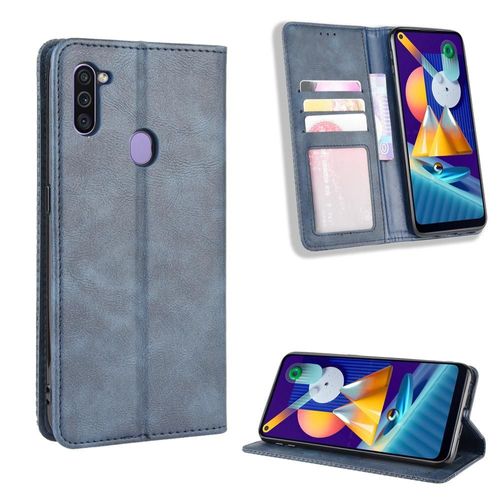 Étui Pour Samsung Galaxy M11 Cuir Pu Portefeuille Fermeture Magnétique - Bleu