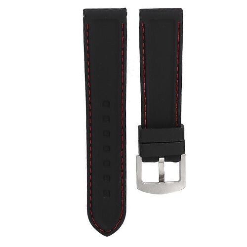 Bracelet De Montre-Bracelet Réglable Bracelet De Montre En Gel De Silice Accessoire De Remplacement (Lignes Rouges 24mm)