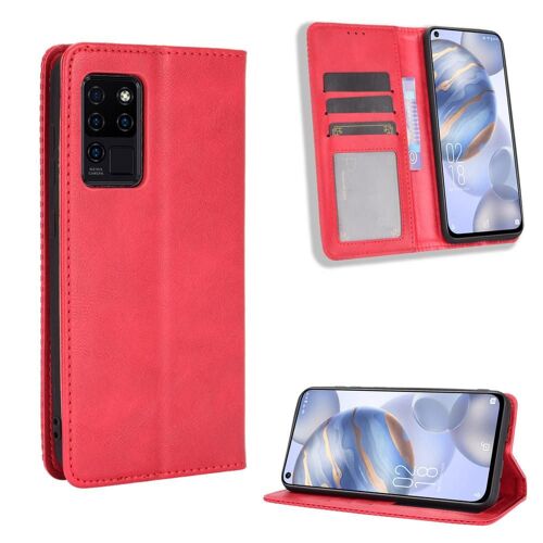 Étui Pour Oukitel C21 Portefeuille Fermeture Magnétique Cuir Pu - Rouge