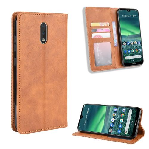 Étui Pour Nokia 2.3 Fermeture Magnétique Cuir Pu Portefeuille - Le Brun