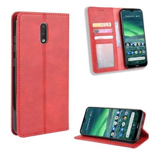 Étui Pour Nokia 2.3 Fermeture Magnétique Cuir Pu Portefeuille - Rouge
