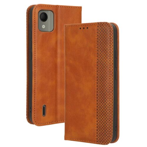 Étui Pour Nokia C110 4g Cuir Pu Fermeture Magnétique Portefeuille - Le Brun