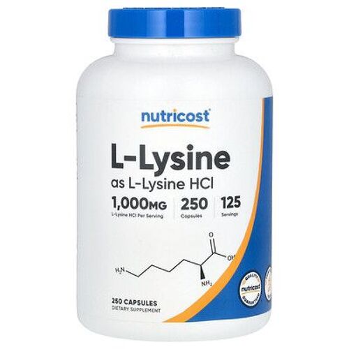 Nutricost L-Lysine, 1000 Mg, 250 Capsules (500 Mg Par Capsule) 