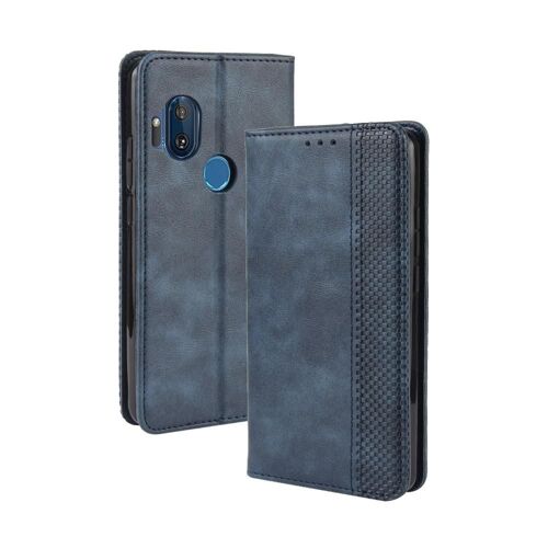 Étui Pour Motorola Moto One Hyper Cuir Pu Fermeture Magnétique Portefeuille - Bleu