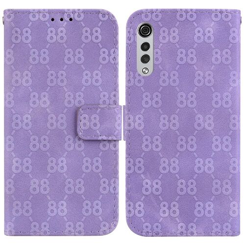 Téléphone Étui Pour Lg Velvet 4g/5g Portefeuille Couverture Titulaire De La Carte Cuir Pu Double 8 Gaufré Bicelle - Violet