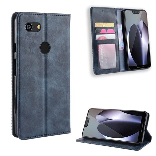 Étui Pour Google Pixel 3 Portefeuille Cuir Pu Fermeture Magnétique - Bleu