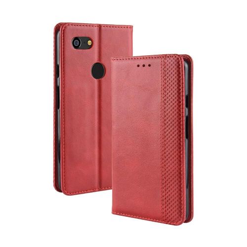 Étui Pour Google Pixel 3 Portefeuille Cuir Pu Fermeture Magnétique - Rouge