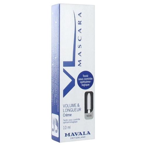 Mavala - Mascara Vl Crème Noir Mascara Volume Et Longueur Creme Mascara Volume&longueur Crème Noir, Flacon Avec Brosse À Spirale En Forme De Sapin", À Doubles Fibres Nylon, 10 Ml,Vendu Dans Une Boite Avec Prospectus. 10 Ml" 