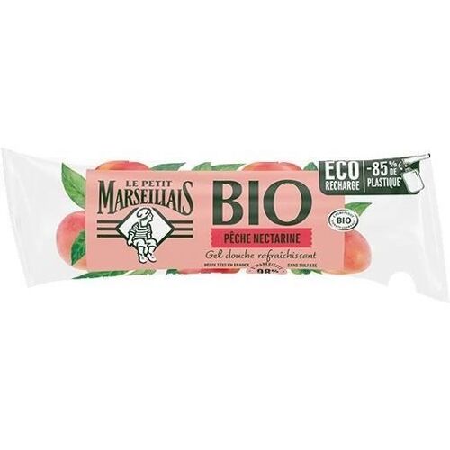 Le Petit Marseillais - Berlingot Gel Douche Bio Rafraichissant, Au Ph Neutre, Pêche Nectarine, 250 Ml Douche 