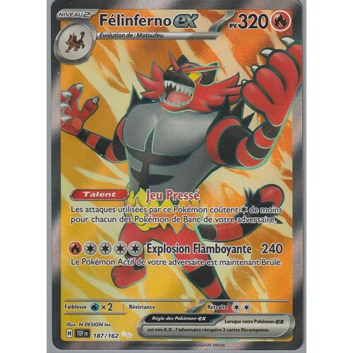 Carte Pokémon - Félinferno Ex - 187/162 - Secrète-Rare - Ev5 Forces Temporelles Sous Sleeve - Choupine50 -