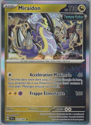 Carte Pokémon - Miraidon - 121/162 - Holo-Rare - Ev5 Forces Temporelles Sous Sleeve - Choupine 50 -