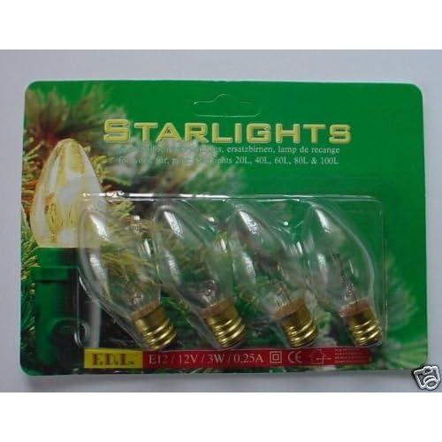 Kalanka-Mrs Christmas 4 E12 Clear Screw In Tulip Bulbs -12v 3w 0.25a-25