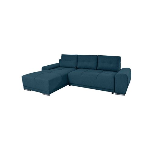 Cassandra - Canapé D'angle Convertible Avec Coffre En Tissu - Bleu Foncé - Angle Gauche