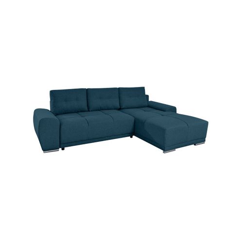 Cassandra - Canapé D'angle Convertible Avec Coffre En Tissu - Bleu Foncé - Angle Gauche