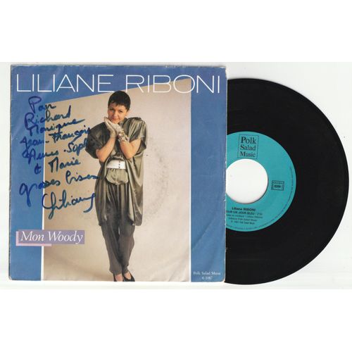Rare 45t Dédicacé Liliane Riboni Mon Woody - Pour Un Jour Bleu / Signature Originale
