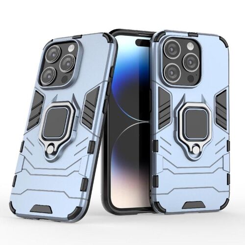 Étui Pour Iphone 15 Pro Max Bicelle Couverture Antichoc Anneau Rotatif À 360 ° Protection Militaire Contre Les Chutes - Gris