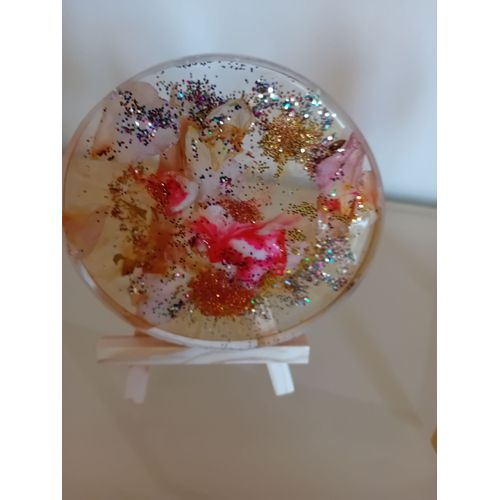 dessous de bouteille résine et fleur naturelle fait main neuf