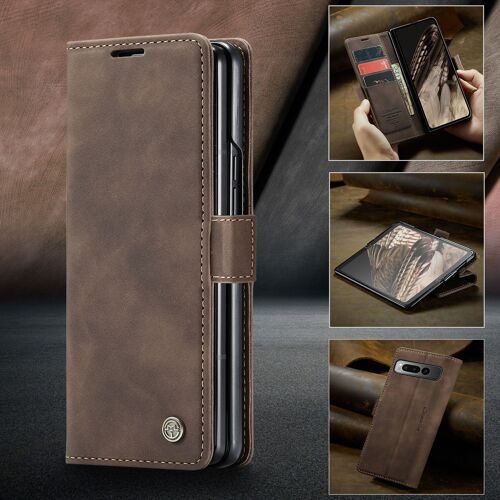 Coque Pour Google Pixel Fold,Support Pliable,Clamshell,Brosse Anti-Vol,Étui De Téléphone À Cassette,Couleur Du Café
