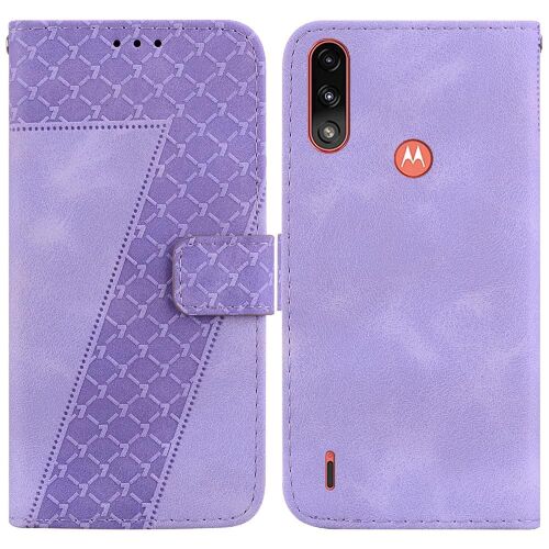Étui Pour De Téléphone Motorola Moto E7i Power Portefeuille Fonction De Fente De Carte Motif En Relief Cuir Pu Couverture Flip Folio - Violet