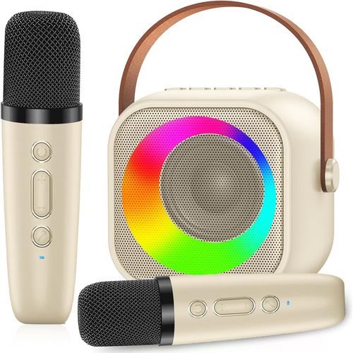 Kalanka-Karaoke Enfant Avec 2 Microphone, Micros Karaoké Sans Fil, Jouet De Portable Karaoké Bluetooth Avec Led Lumière Pour Enfant Adulte Fille Cadeau Chanter