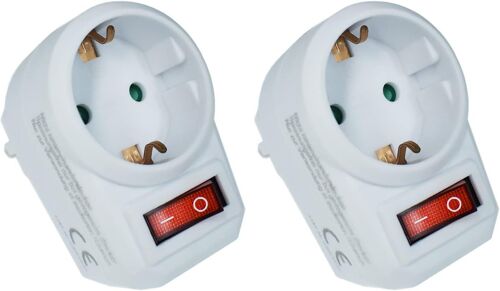 2 prises intermédiaires avec interrupteur avec sécurité enfant Blanc (économise de l'énergie et protège l'environnement)