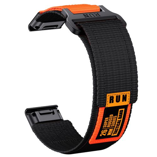Runcool-Bracelet De Rechange Pour Garmin Fenix,Bracelet Quickfit,Instinctive 2,22mm,26mm De Large,7 7x Pro 6 6x 5 5x Plus - Type Black Orange-22mm