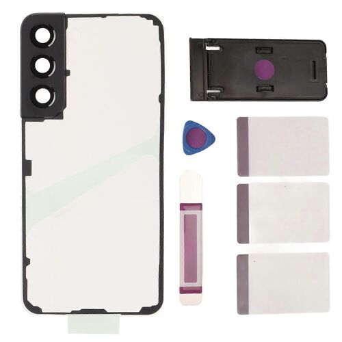 Couvercle en verre arrière Remplacement Porte de boîtier transparent Cadre noir avec objectif de caméra Support de téléphone Toos Kit pour la réparation du téléphone Galaxy S22