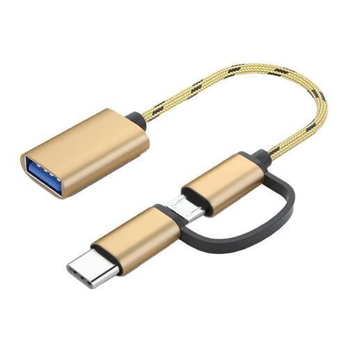 Câble USB 3.0 OTG doré A vers Type C Micro Adaptateur Portable multifonctionnel USB vers Type C Câble