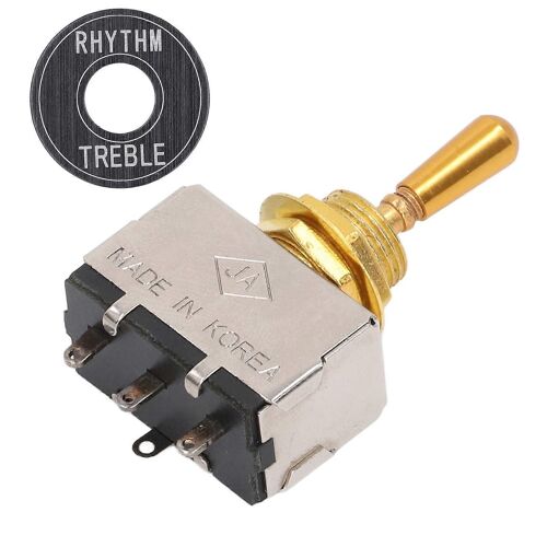 Interrupteur À Bascule De Guitare 3 Voies Capuchon Doré Interrupteur À Bascule De Micro Fermé Pour Guitare Électrique