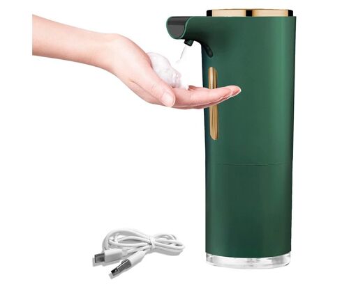 Distributeur automatique de savon mousse sans contact ¿ Désinfectant pour les mains intelligent et rechargeable pour la maison, la cuisine et l'hôtel ¿ Vert