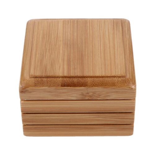 Porte-savon élégant en bambou pour salle de bain et cuisine ¿ Écologique, durable, avec système de drainage ¿ 8,5 x 8,5 cm