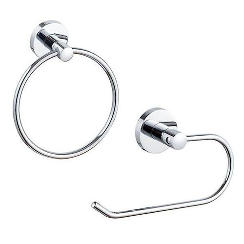 Lot de 2 anneaux porte-serviettes et porte-papier toilette en acier inoxydable : un organisateur de salle de bain élégant, durable et peu encombrant.