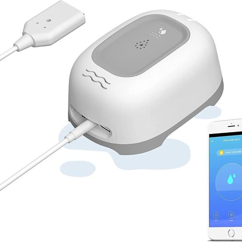 Détecteur de fuite d'eau avec deux sondes avec alarme acoustique de 100 décibels, notification push par application