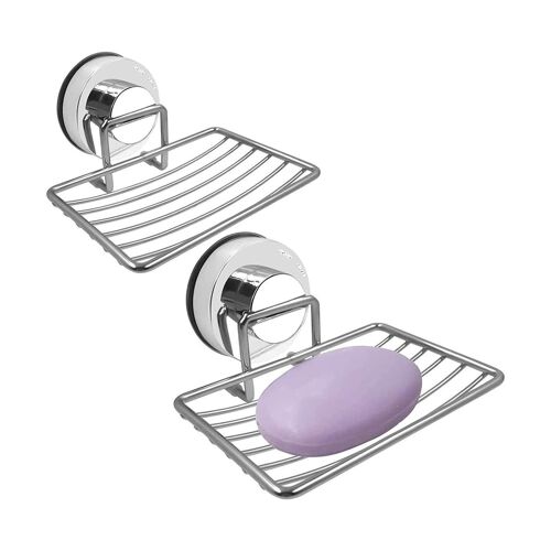 Lot de 2 porte-savons à ventouse - Support en acier inoxydable 304 pour savon et éponges - Installation facile, durable et élégant