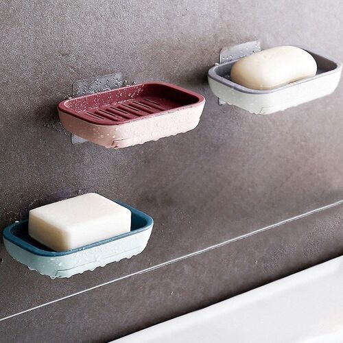 6 porte-savons muraux avec égouttoir - Porte-savons polyvalents en ABS pour cuisine, salle de bain et plus encore - Installation facile