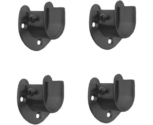 Support de tringle de garde-robe élégant en acier inoxydable noir - Lot de 4 en forme de U pour une installation et un maintien faciles